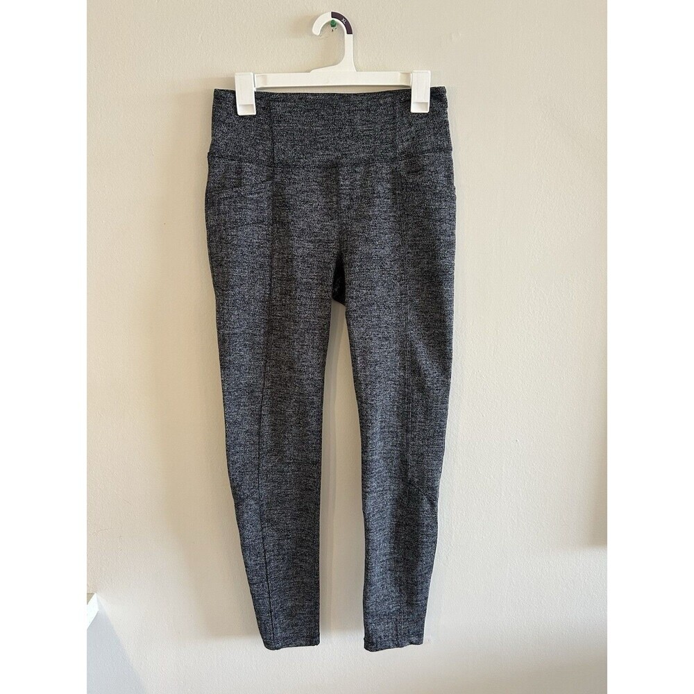 Athleta Metro Leggings Herringbone High Waisted Pockets Black Gray Women Sz M